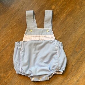 The Proper Peony Light Blue Baby Romper with Straps 3M
